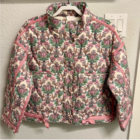 entro Jackets & Blazers - New without tags! Entro Floral Puffer Jacket - Pink and Green • large